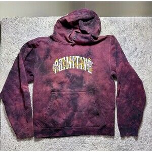 Primitive Tie‎ Dye Hoodie Maroon Black Floral Distressed Skater Gorpcore M